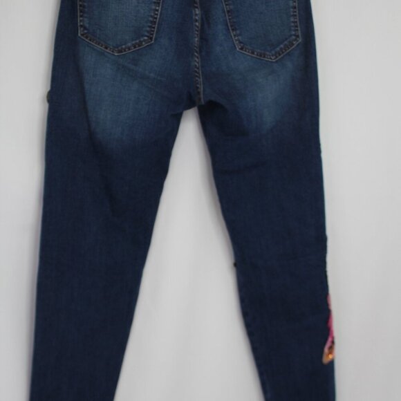 V. Cristina Parrot Floral Embellished Denim Jeans Size 4 - Picture 6 of 8